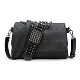 EVEOUT Gothic Skull Rivet Studded Crossbody Bag for Women Ladies PU Leather Messenger Shoulder bag Wristband Bag Wallet Purse